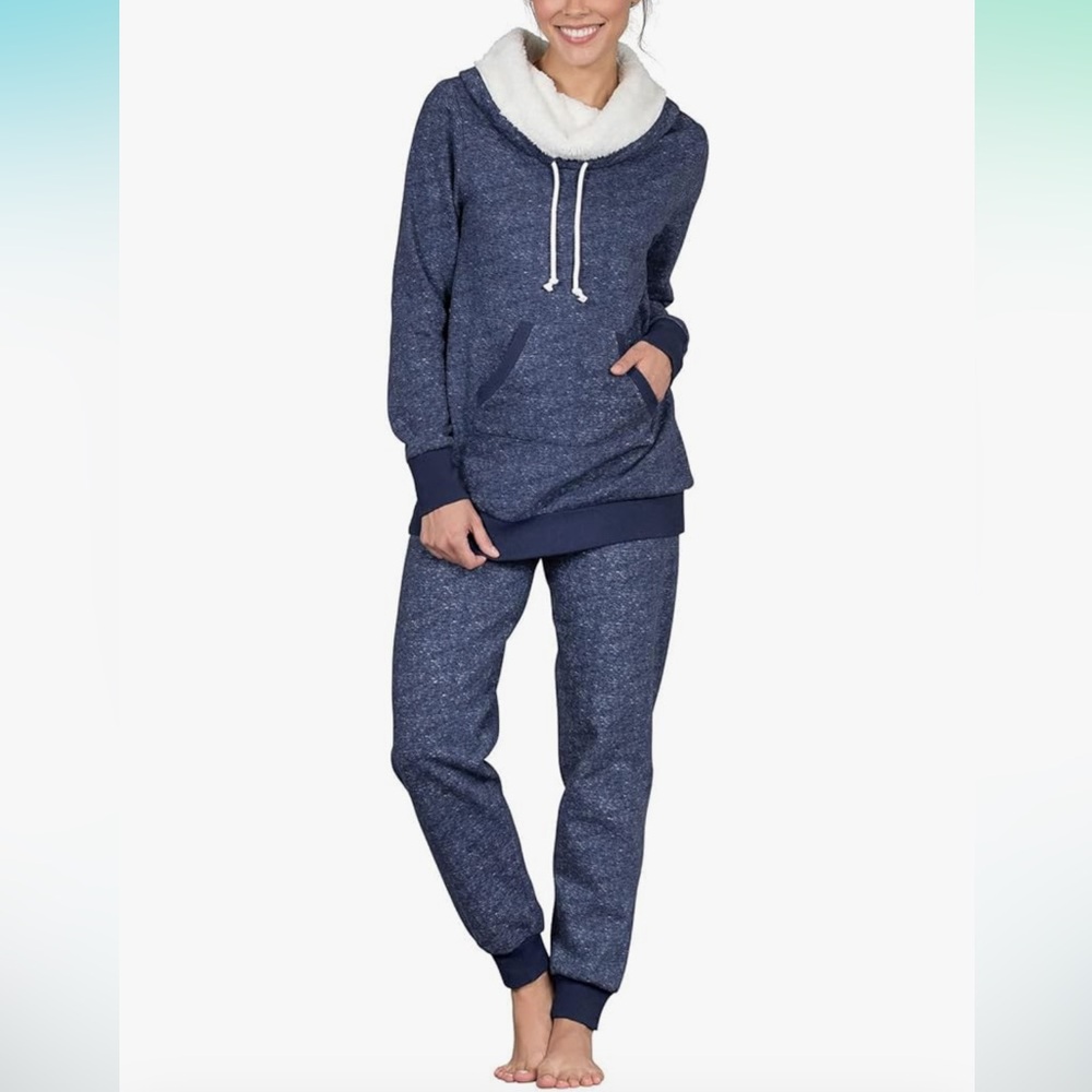 PajamaGram Womens Pajama Sets - Winter Pajamas For Women, Shearling Rollneck